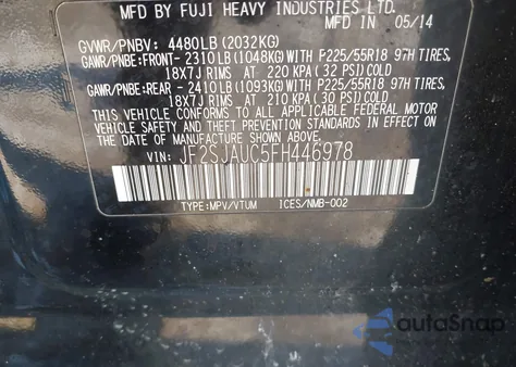 2015 Subaru Forester 2.5I Touring из США, поврежденный, VIN JF2SJAUC5FH446978